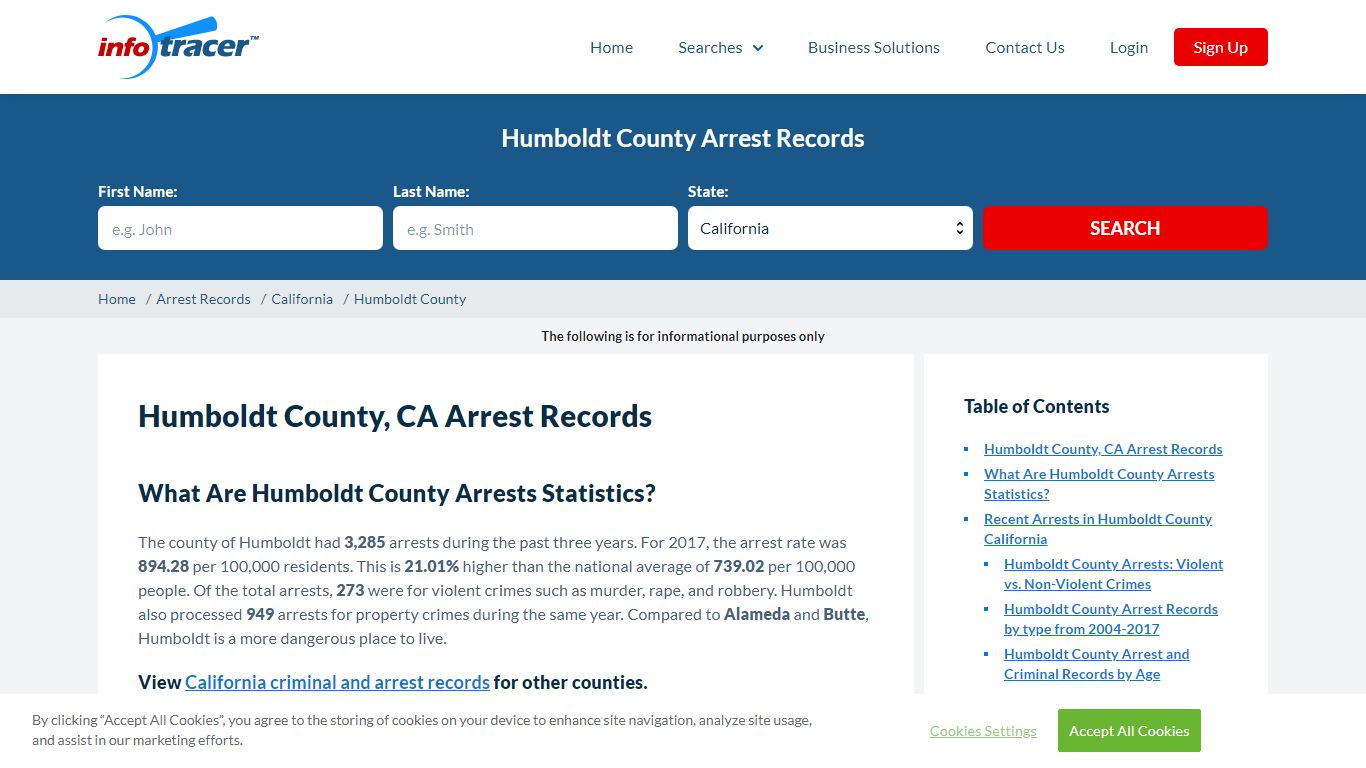 Humboldt County, CA Arrests & Jail Inmates Search - InfoTracer