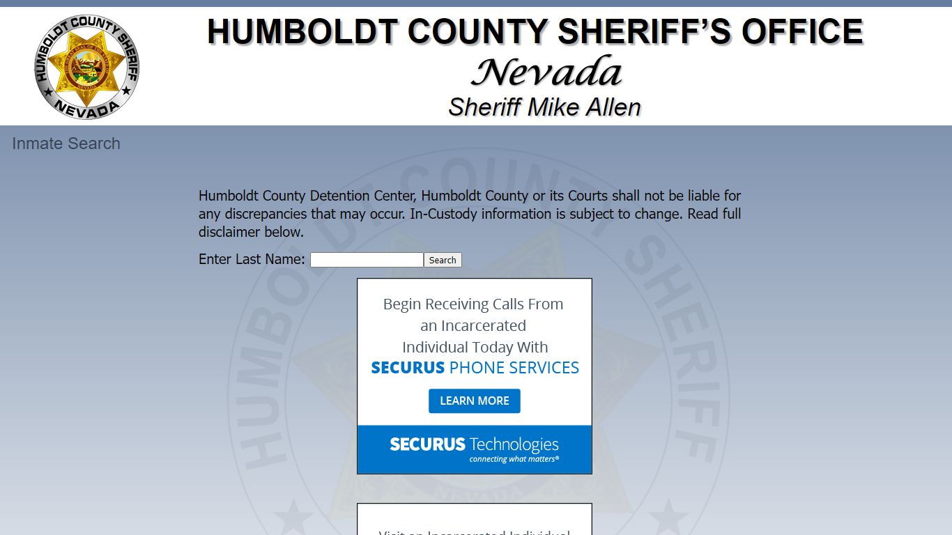 Inmate Search - HUMBOLDT COUNTY SHERIFF’S OFFICE