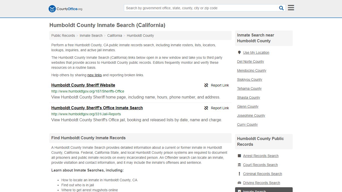 Inmate Search - Humboldt County, CA (Inmate Rosters ...